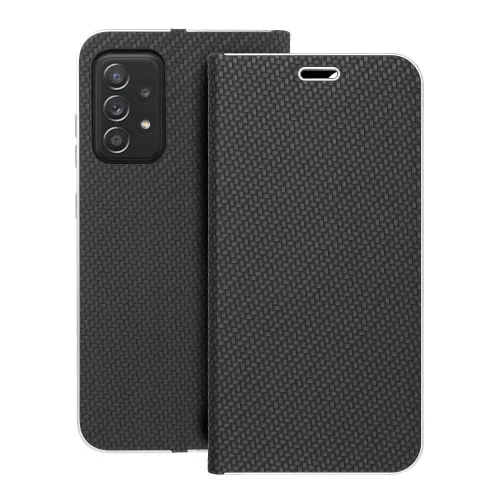 LUNA Book Carbon oldalra nyíló tok SAMSUNG A52 5G/A52 LTE ( 4G )/A52s 5G, fekete