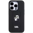 Karl Lagerfeld KLHCP14LGSAKCPK Gripstand Saffiano Karl&Choupette Pins case for iPhone 14 Pro iPhone 14 Pro 6.1", hátlap, tok, fekete