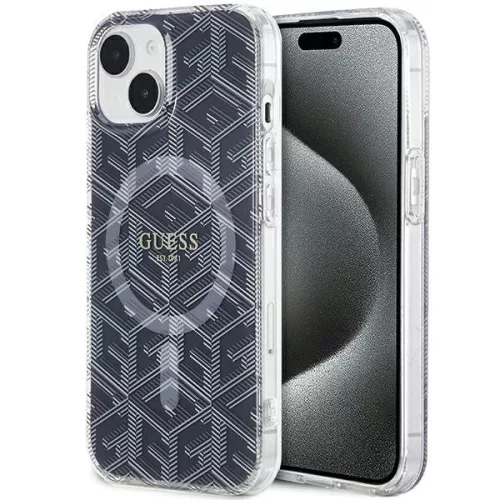 Guess IML GCube MagSafe hátlap, tok iPhone 15 Plus/14 Plus, fekete