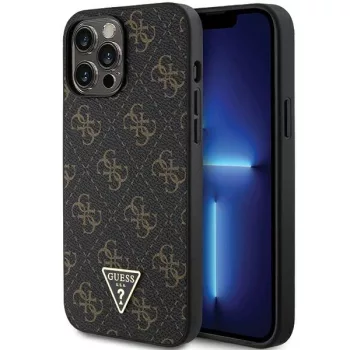   Guess 4G Triangle Metal Logo hátlap, tok iPhone 14 Pro, fekete