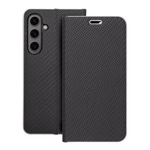 LUNA Book Carbon oldalra nyíló tok Samsung Galaxy S24 Plus, fekete