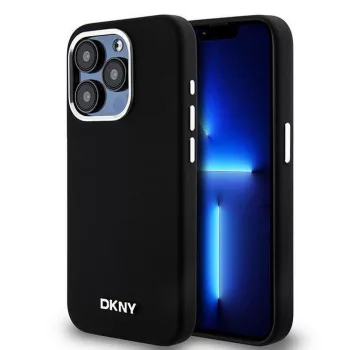   DKNY case for IPHONE 14 Pro Magsafe hátlap, tok DKHMP14LSMCHLK W/Horizontal Metal Logo, fekete