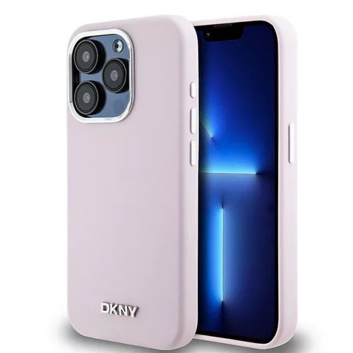 DKNY case for IPHONE 14 Pro Magsafe hátlap, tok DKHMP14LSMCHLP W/Horizontal Metal Logo, rózsaszín