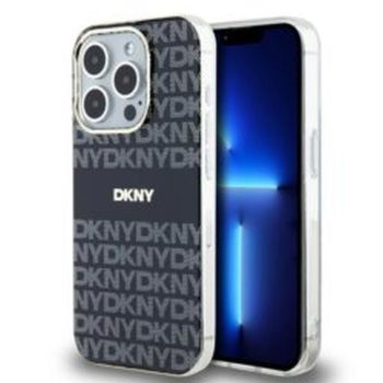   DKNY case for IPHONE 14 Pro Magsafe hátlap, tok DKHMP14LHRHSEK Repeat Texture Pattern W/ Stripe, fekete