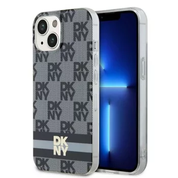   DKNY case for IPHONE 14 Magsafe hátlap, tok DKHMP14SHCPTSK Checkered Pattern W/Printed Stripes, fekete