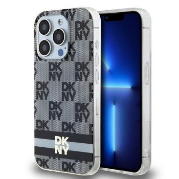   DKNY case for IPHONE 14 Pro Magsafe hátlap, tok DKHMP14LHCPTSK Checkered Pattern W/Printed Stripes, fekete