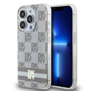   DKNY case for IPHONE 13 Pro Max Magsafe hátlap, tok DKHMP13XHCPTSE Checkered Pattern W/Printed Stripes, bézs