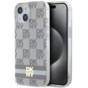   DKNY case for IPHONE 14 Magsafe hátlap, tok DKHMP14SHCPTSE Checkered Pattern W/Printed Stripes, bézs