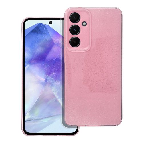 Blink Clear Case SAMSUNG A55 5G 2mm csillámos szilikon hátlap, tok, rózsaszín