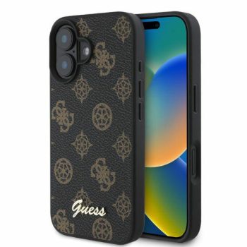   Guess hátlap, tok iPhone 16 MagSafe GUHMP16SPGPYSK (PU Peony Script), fekete