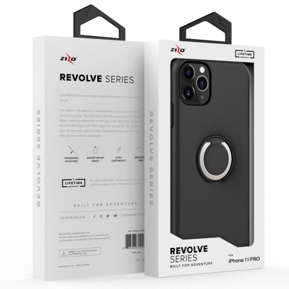 ZIZO REVOLVE Series iPhone 11 Pro ütésálló hátlap, tok, selfie gyűrűvel, fekete