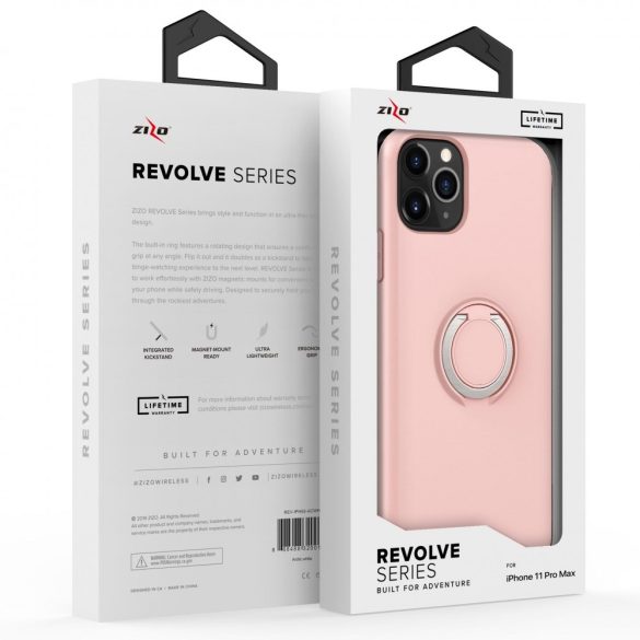 ZIZO REVOLVE Series iPhone 11 Pro Max ütésálló hátlap, tok, selfie gyűrűvel, rózsaszín