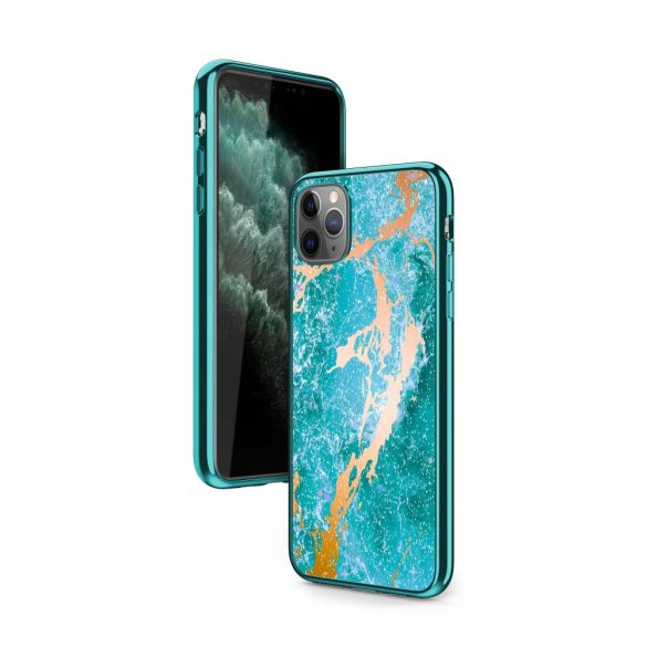 Zizo Refine Slim Clear Case iPhone 11 Pro Max ütésálló hátlap, tok, márvány mintás, kék