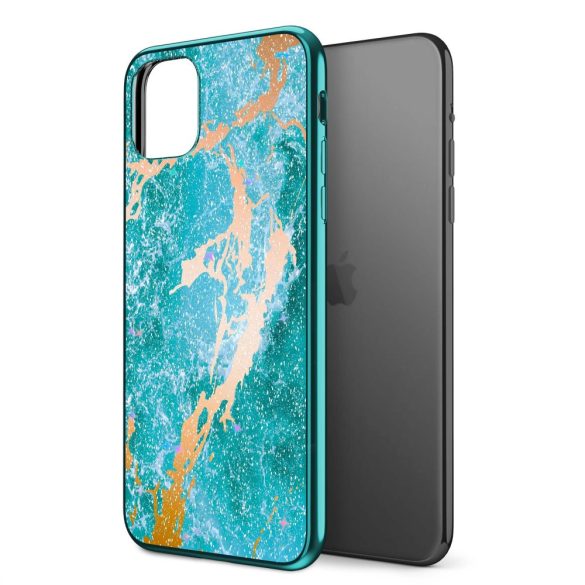 Zizo Refine Slim Clear Case iPhone 11 Pro Max ütésálló hátlap, tok, márvány mintás, kék