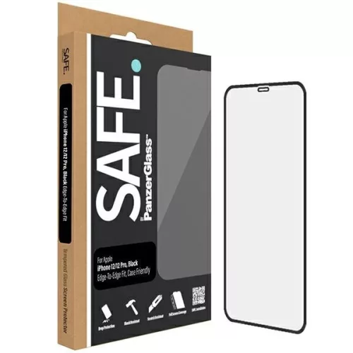 SAFE by PanzerGlass iPhone 12/12 Pro kijelzővédő üvegfólia Edge-to-Edge, fekete