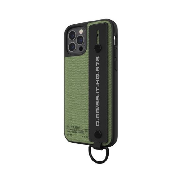 Diesel Handstrap Case Utility Twill iPhone 12/12 Pro hátlap, tok, zöld
