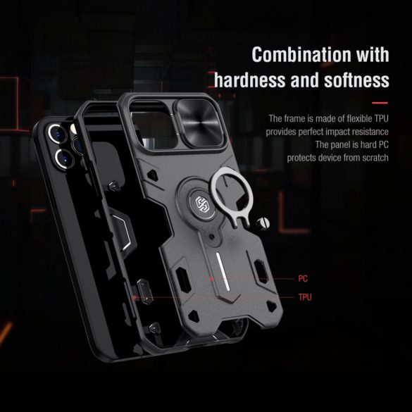 Nillkin CamShield Armor Metal iPhone 12/12 Pro ütésálló hátlap, tok, fekete