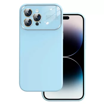   Soft Silicone Lens Case for iPhone 15 Plus hátlap, tok, világoskék
