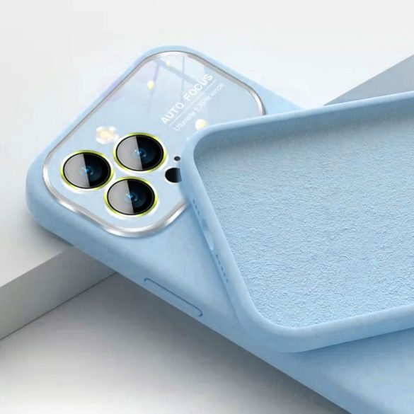 Soft Silicone Lens Case for iPhone 15 Plus hátlap, tok, világoskék