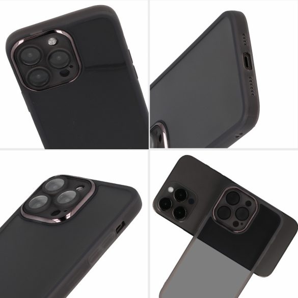 Protective Lens Case for iPhone 15 Plus ütésálló hátlap, tok, átlátszó-fekete
