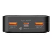 Baseus PPDML-M01 Bipow PD 3.0 QC 3.0 Power Bank, hordozható külső akkumulátor 2xUSB/USB-C, 20000 mAh, 20W, fekete