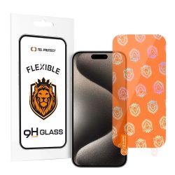   Tel Protect Flexible Hybrid Tempered Glass iPhone 15 Plus/15 Pro Max kijelzővédő flexibilis hibrid üvegfólia (tempered glass) 9H keménységű, átlátszó