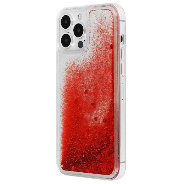 Liquid Glitter iPhone 12/12 Pro hátlap, tok, piros