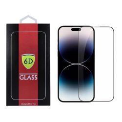   iPhone 15 Plus 6D Full Glue teljes kijelzős edzett üvegfólia (tempered glass) 9H keménységű, fekete