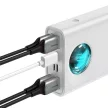 Baseus PPLG-A02 Amblight PD 3.0 QC 3.0 Power Bank, hordozható külső akkumulátor 4xUSB/USB-C, 30000 mAh, 65W, fehér