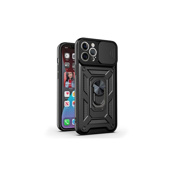 Slide Camera Armor Case do Iphone Xr ütésálló hátlap, tok fekete