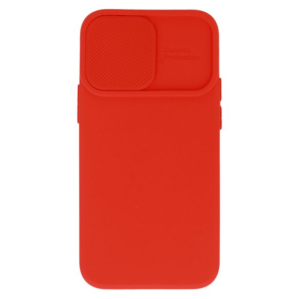 Silicone Camshield iPhone 14 hátlap, tok, piros