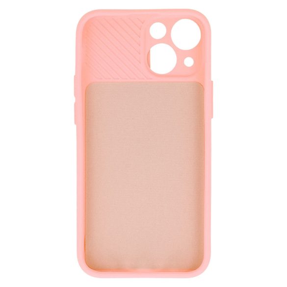 Silicone Camshield iPhone 14 hátlap, tok, rózsaszín