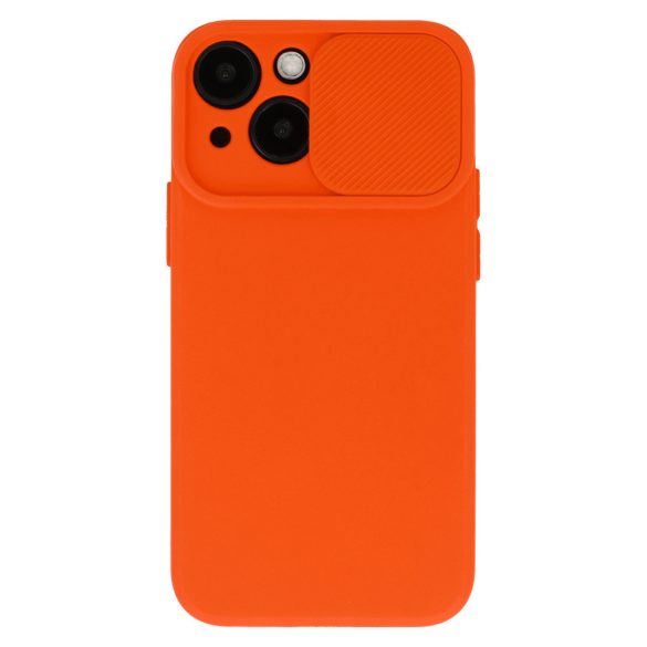 Silicone Camshield iPhone 14 hátlap, tok, narancssárga