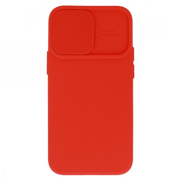 Silicone Camshield iPhone 14 Pro Max hátlap, tok, piros