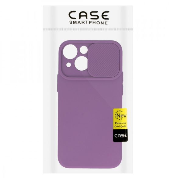 Silicone Camshield iPhone 14 Pro Max hátlap, tok, lila