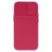 Silicone Camshield iPhone 14 Pro Max hátlap, tok, bordó