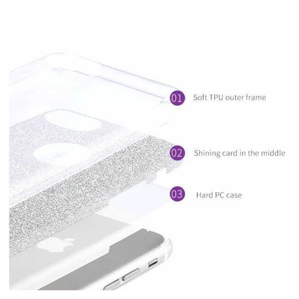 Glitter Case iPhone 14 Pro, hátlap, tok, rózsaszín