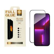   iPhone 14 5D Full Glue teljes kijelzős edzett üvegfólia (tempered glass) 9H keménységű, fekete