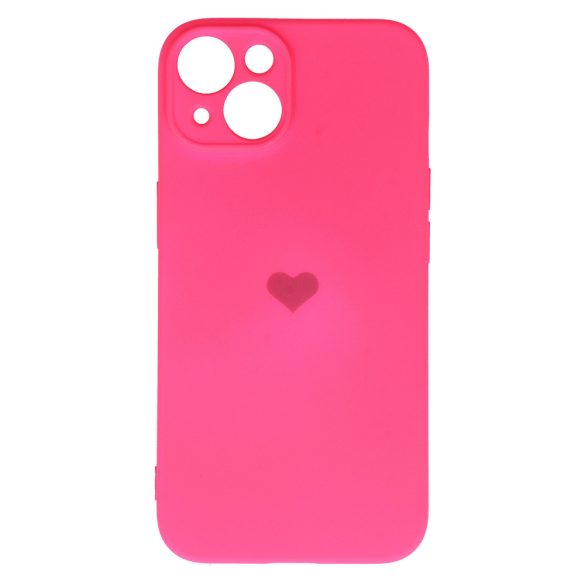 Vennus Silicone Heart Case iPhone 14 hátlap, tok, pink