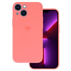   Vennus Silicone Heart Case iPhone 14 hátlap, tok, rózsaszín