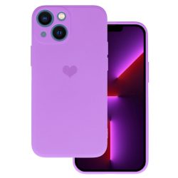 Vennus Silicone Heart Case iPhone 14 hátlap, tok, lila