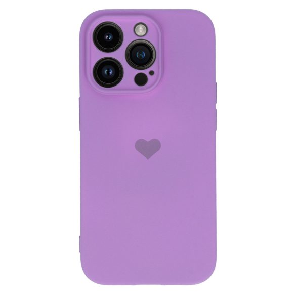 Vennus Silicone Heart Case iPhone 14 Pro hátlap, tok, lila