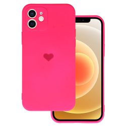 Silicone Heart Case iPhone 11 hátlap, tok, pink