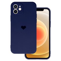 Silicone Heart Case iPhone 11 hátlap, tok, sötétkék