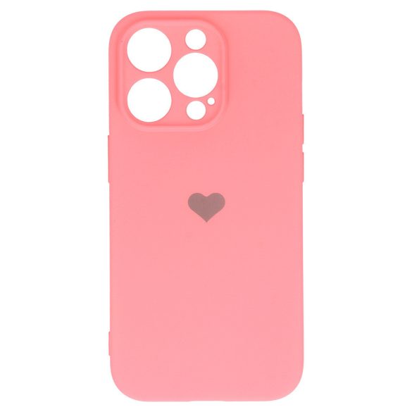 Vennus Silicone Heart Case iPhone 14 Pro Max hátlap, tok, világos rózsaszín