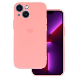   Vennus Silicone Heart Case iPhone 14 hátlap, tok, világos rózsaszín