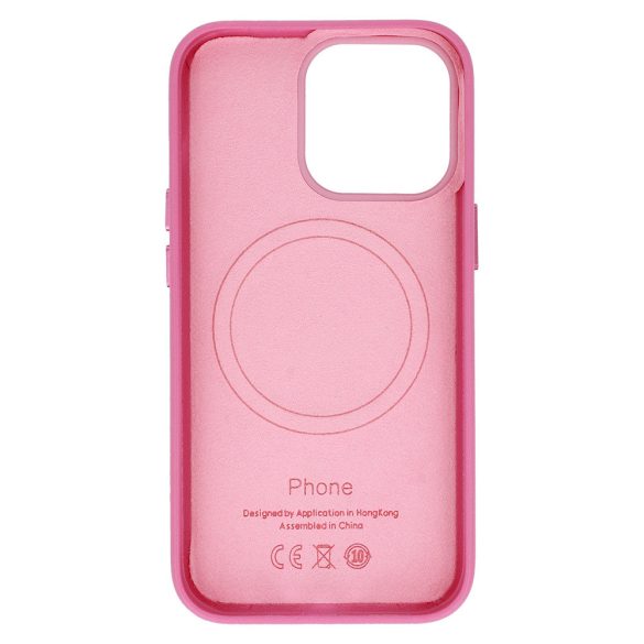 Magsafe Leather Case iPhone 14 Magsafe kompatibilis műbőr hátlap, tok, rózsaszín