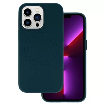   Magsafe Leather Case iPhone 14 Pro MagSafe műbőr hátlap, tok, sötétkék