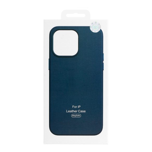 Magsafe Leather Case iPhone 14 Pro Magsafe kompatibilis műbőr hátlap, tok, sötétkék