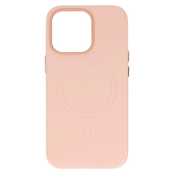 Magsafe Leather Case iPhone 14 Pro Magsafe kompatibilis műbőr hátlap, tok, rozé arany